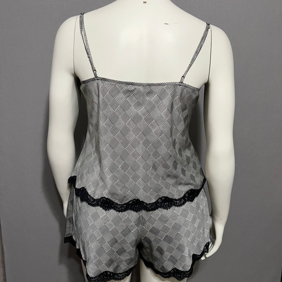 SOLD❌❌❌Lauren Ralph Lauren Houndstooth Satin 2 Pc Short Pajama Set Sz-Large - Picture 3 of 11